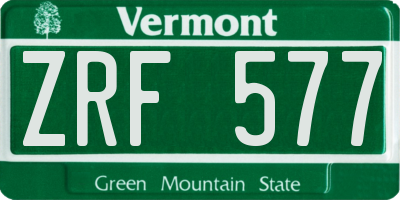 VT license plate ZRF577