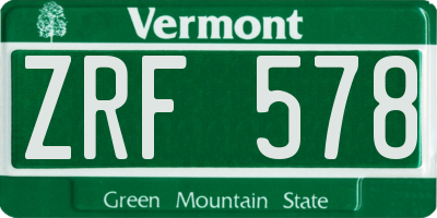 VT license plate ZRF578
