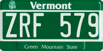 VT license plate ZRF579