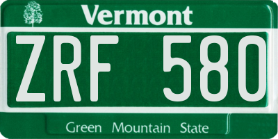 VT license plate ZRF580