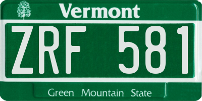 VT license plate ZRF581