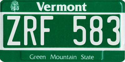 VT license plate ZRF583
