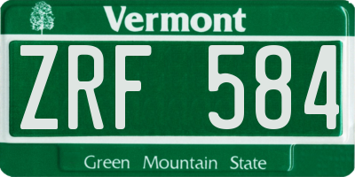 VT license plate ZRF584