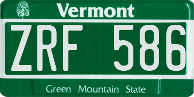 VT license plate ZRF586