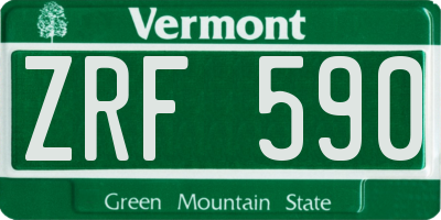 VT license plate ZRF590
