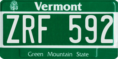 VT license plate ZRF592