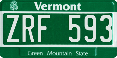 VT license plate ZRF593