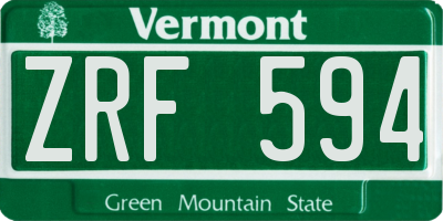VT license plate ZRF594