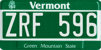 VT license plate ZRF596