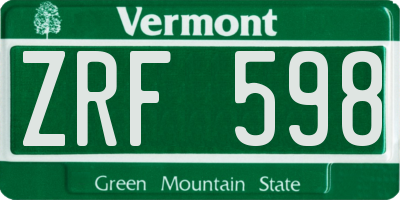 VT license plate ZRF598