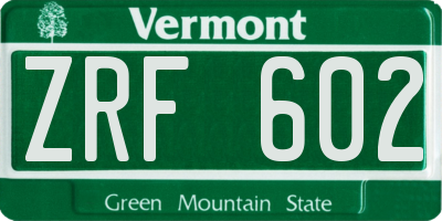 VT license plate ZRF602