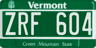 VT license plate ZRF604