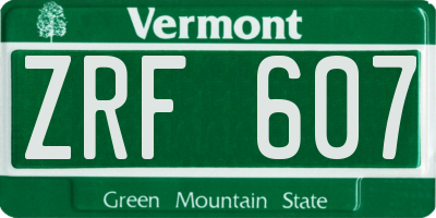 VT license plate ZRF607
