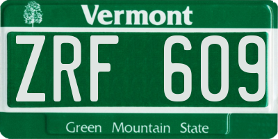 VT license plate ZRF609
