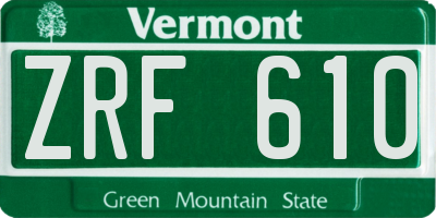 VT license plate ZRF610