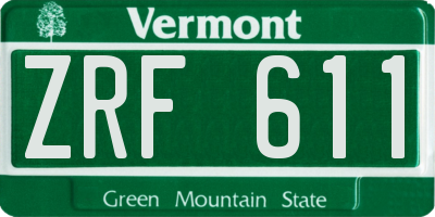 VT license plate ZRF611