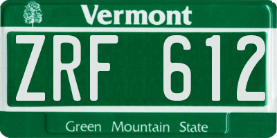 VT license plate ZRF612