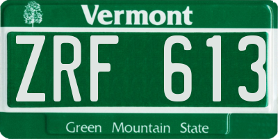 VT license plate ZRF613