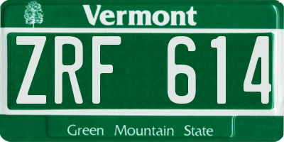 VT license plate ZRF614