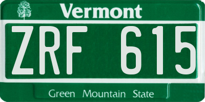 VT license plate ZRF615