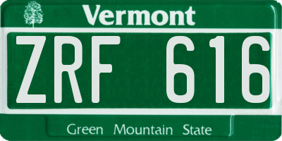 VT license plate ZRF616