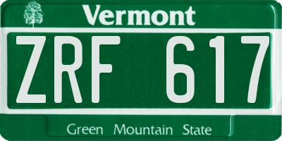 VT license plate ZRF617