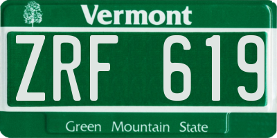 VT license plate ZRF619