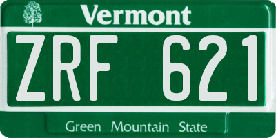 VT license plate ZRF621