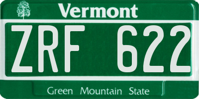 VT license plate ZRF622