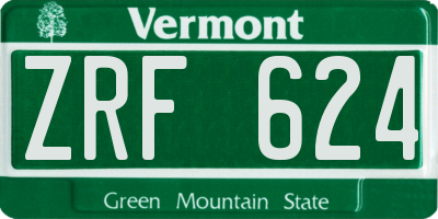 VT license plate ZRF624