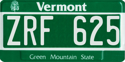 VT license plate ZRF625