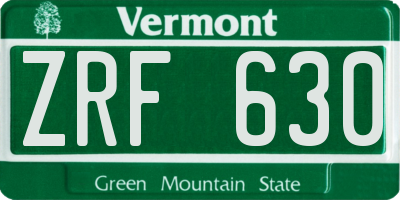 VT license plate ZRF630