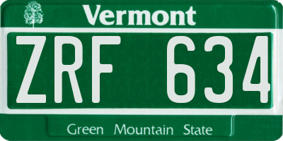 VT license plate ZRF634