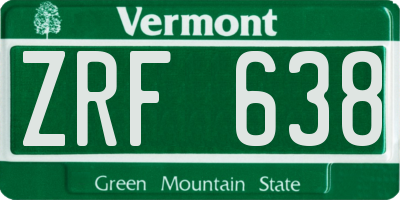 VT license plate ZRF638
