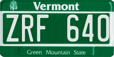 VT license plate ZRF640