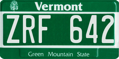 VT license plate ZRF642