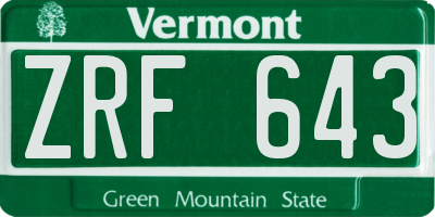 VT license plate ZRF643