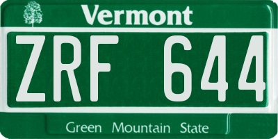 VT license plate ZRF644