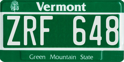 VT license plate ZRF648