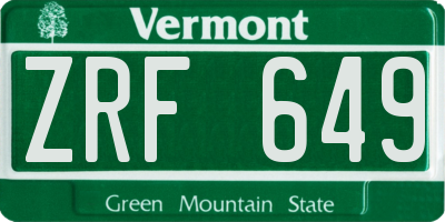 VT license plate ZRF649