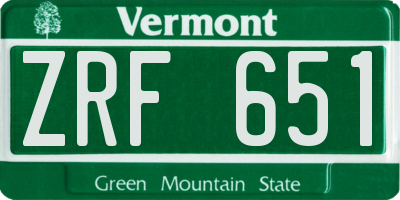 VT license plate ZRF651