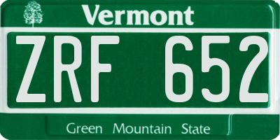 VT license plate ZRF652