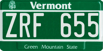 VT license plate ZRF655