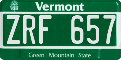 VT license plate ZRF657
