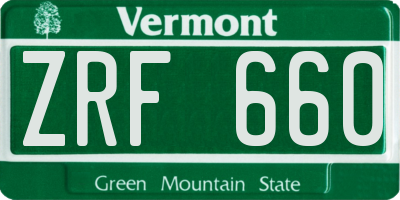 VT license plate ZRF660