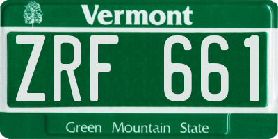 VT license plate ZRF661