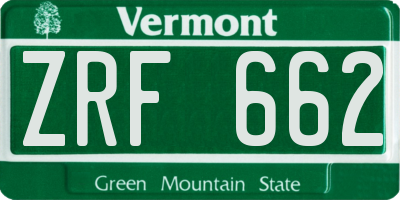 VT license plate ZRF662