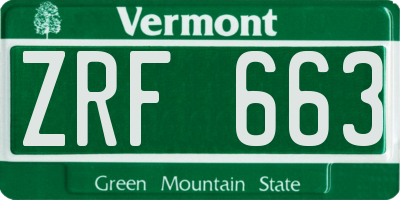 VT license plate ZRF663