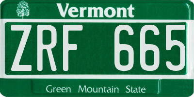 VT license plate ZRF665