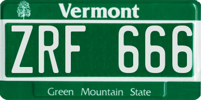 VT license plate ZRF666